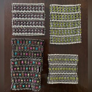LOT of Jewel Stretch Bracelets Rainbow Green Purple LOT of 5